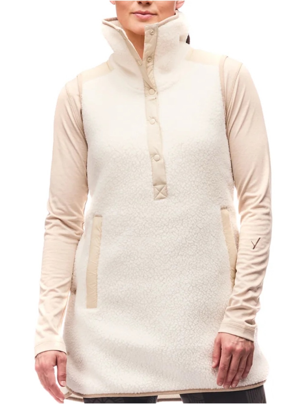 Cozy Cream Sherpa Snap-Placket Tunic